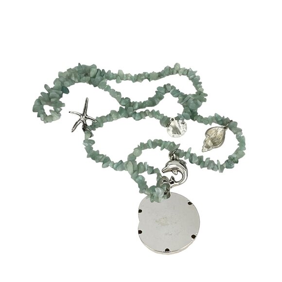 Handcrafted Faux Aquamarine Chip Bead Necklace With Ocean-Themed Charms & Silver - Picture 8 of 10